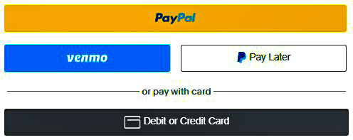 A blue logo for dummyeggs direct featuring a white egg silhouette inside a ’p’ next to the paypal logo on the right, indicating payment options provided by paypal INCLUDING VENMO AND PAY LATER
